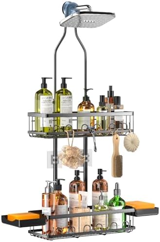 Skyapex Shower Caddy Hanging Over Shower Head, Adjustable, Black by Skyapex