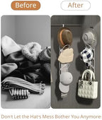 LINFIDITE 10 Pack Hat Rack Hanger Holder Organizer Closet Hanging Baseball Cap Display Storage Rack for Scarves Handbags Towels Clothes Ties Over Door Wall Mounted w Hanging Hook White - Image 2