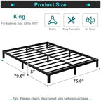 Maenizi King Size Bed Frame, 8 Inch King Platform Bed Frame - Image 2