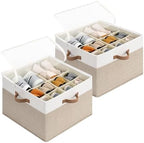 StorageWorks 2-Pack 32-Pair Closet Shoe Storage Organizer, Brown and White by StorageWorks