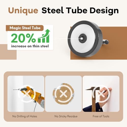 Neosmuk Magnetic Hooks Steel Tube Design for Cruise,80lb+ Gunmetal,10 Pack - Image 3