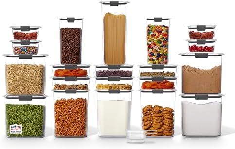 Rubbermaid Brilliance BPA-Free Airtight Food Storage Containers with Lids Set of 20 with Scoops Perfect for Kitchen and Pantry Organization by Unknown