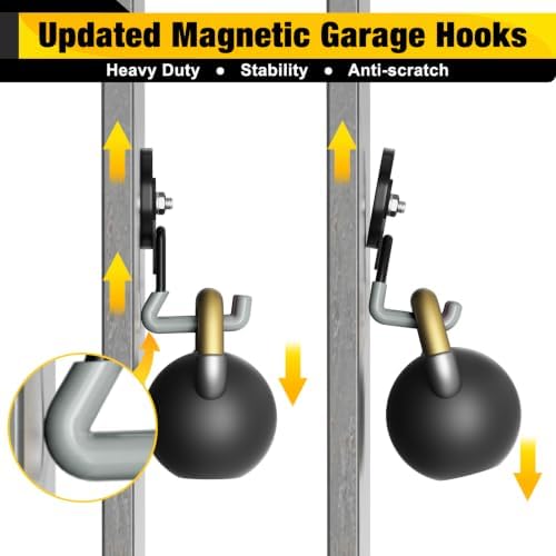 Heavy Duty Storage Magnetic Utility Hooks Large Garage Magnet Hooks with Anti-Slip Coating for Metal Cabinet,Pegboard,Garage Shelve,Garden Tools 2PCS - Image 2