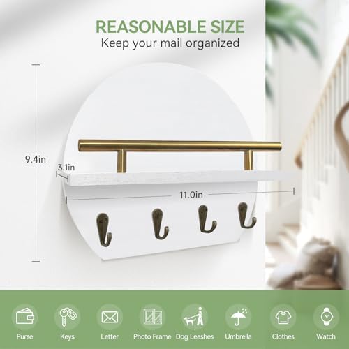 Key Holder Wall Mount Mail Organizer,4 Hook Semicircle Key Rack - Image 2