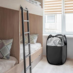 TECHMILLY Pop Up Foldable Laundry Basket, Mesh Laundry Hamper with Reinforced Handles for Dirty Clothes Storage in Dorm, Laundry Room, Bathroom, Black(Fabric), 3 Pack - Image 7