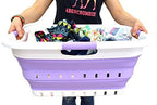 SAMMART 41L Collapsible 3 Handled Plastic Laundry Basket - Foldable Pop Up Storage Container/Organizer - Portable Basket - Space Saving Hamper/Basket (3 handled rectangular, White/Lt. Purple) - Image 6