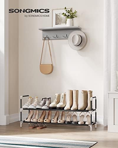 SONGMICS 2-Tier Shoe Rack, Shoe Storage for Hallway Closet, Slim and Space-Saving, Steel Frame, Non-Woven Fabric Shelves, Black ULSH052B01 (Pack of 6) - Image 2