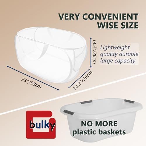 Collapsible Laundry Hamper Basket,Pop Up Mesh Foldable Bag for Laundry Room - Image 3