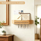 Key Holder Wall Mount with 5 Hidden Hooks Minimalis Key Hanger Rack Wood Modern Hollow Key Hook Mail Organizer Tray Shelf Home Decor for Entryway Furniture - Image 3