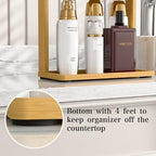 PEKER Bamboo Bathroom Organizer Countertop – Small Vanity Storage Shelf for Makeup, Perfume, Skincare – Natural Cosmetics Display Rack for Dresser, Sink, Kitchen – Natural - Image 7