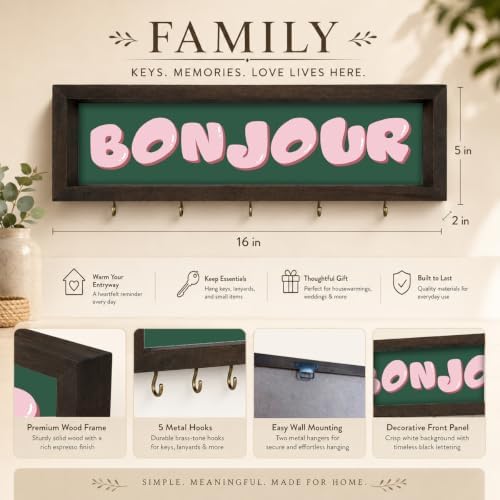 Bonjour Key Holder Wall Mount, Playful Entryway Hanging Shelf - Image 5