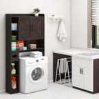 Vabches Over The Toilet Storage Cabinet with 2 Barn Doors, Caramel - Image 6