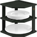 Black Plate Organizer for Cabinet - 3 Tier Bamboo Corner Cabinet Organizer Shelf for Plates Bowls Mugs Cups, Kitchen Cabinet Organizer, Cabinet Shelf Organizer, Countertop Rack, 10 x 10 x 9.5 Inch by Bamb%C3%BCsi