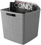 Curver Set of 4 Large Cube 17L Jute Decorative Plastic Organization and Storage Baskets - Perfect Bins for Home Office, Closet Shelves, Kitchen Pantry and All Bedroom Essentials, Grey - Image 5