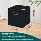 Black Foldable Storage Cubes Bins, Fabric Storage Box Cubes Organizer Baskets with Dual Handles for Home Organizer,Set of 3,(Black) - Image 2