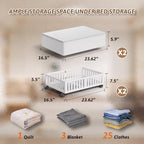 MHXW SXPN 2 Pack Bamboo Under Bed Storage Containers with Wheels, White | Underbed Drawer Storage with Bag, Wood Rolling Underbed Organizer for Shoes, Sheets Clothes Blanket Comforter, Under Crib Toy - Image 2