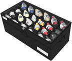Luvhomee Shoe Storage Organizer, Fits 24 Pairs, Large Shoe Organizer Box for Closet, Clear Foldable Shoes Containers w/Bottom Support, Space Saving Shoe Cubby Storage Boxes w/Reinforced Handles, Black by Luvhomee