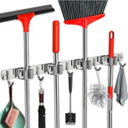 Mop and Broom Holder Wall Mount, Upgraded Broom Hanger Wall Mount, Stainless Steel Broom Organizer for Closet Garage Laundry Room Kitchen Wall Decor(4Racks 5Hooks Silver) by FODARSAI