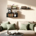 Wooden Floating Shelves with Paper Towel Holder for Bathroom Wall Storage - Image 6