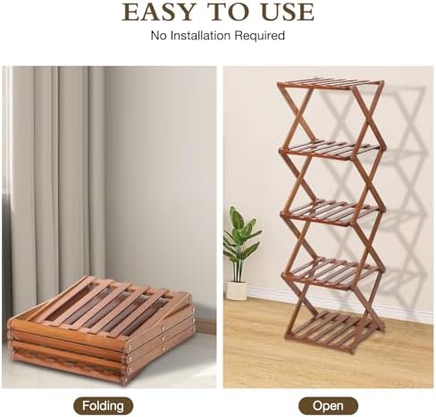 Bamboo Shoe Rack 5/6 Tier Foldable Shoe Rack for Entryway - Image 4