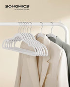 SONGMICS Velvet Hangers 60 Pack, Non-Slip Clothes Hangers, Space-Saving | Suit Hangers with Shoulder Notches, Pants Bar, 360° Swivel Hook, for Closet, Cloud White, BREANNA Collection UCRF030W01 - Image 2