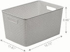 BINO | Plastic Storage Baskets, 22 Liter - 3 Pack, Natural Grey | THE WOVEN COLLECTION | Storage Basket for Shelves | Woven Storage Baskets for Organizing Bins | Pantry Shelf Organizer | Container Bin - Image 2