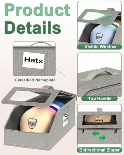 Stackable Hat Organzier for Baseball Caps - 2 PCS Hat Storage Holder Holds up to 26 Caps for Closet, Dust-Proof Hat Boxes Container with Clear Window for Home - Image 4