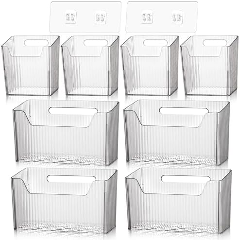 SiliFine 8 Pcs Cabinet Door Organizer Bin Wall Mount Organizer,3.94'',Clear by SiliFine