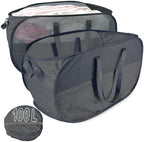 Extra Large Mesh Pop Up Laundry Hamper 2 Pack,100L Collapsible Laundry Baskets, Dirty Clothes Hamper with Reinforced Handles, Folding Hampers for Travel, Nursery, Dorm or Home. Black by NairSnow