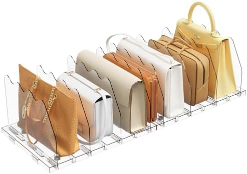 SPACEKEEPER Adjustable Shelf Divider for Closet, Clear Purse Organizers for Closet Acrylic Handbag Separators Storage Organizer Bookshelf Separator Dividers in Bedroom, Office by SPACEKEEPER