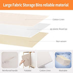 Linen Folding Storage Bins, 3 Pack Large Storage Baskets, Washable, Clothing Storage Bins with Handle, Closet Organizer for Storage Sweater,Sheets(Beige, 18½"x11 x8½) - Image 3