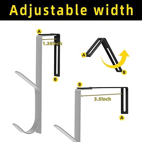 2Pcs Adjustable Metal Double Coat Hooks, Fits 1.35-3.5 Inch Cubicle Panels - Image 3