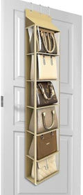 Lirex Over The Door Purse Organizer & Purse Shelf for Closet – Handbag Storage Organizer with Purse Hanger. Perfect for Scarves, Hats, and Leggings. S (11.8'' x 5'' x 51.6''), Khaki by Lirex