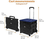 Inspired Living Collapsible Ultra-Slim Pack-N-Roll,2 Wheel Utility Cart w/Lid Used as Seat up to 250 Lbs, Telescopic Handle - Super Strong, for Home, Garden, Shopping, Office, School use, Large, Blue - Image 2