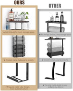 Large Towel Rack & Bathroom Towel Holder - Wall Mounted Metal Rack with Wooden Floating Shelf, Small Bathroom Towel Storage, Easy Holds 6 Large Rolled Towels, Black with Brown Plank - Image 4