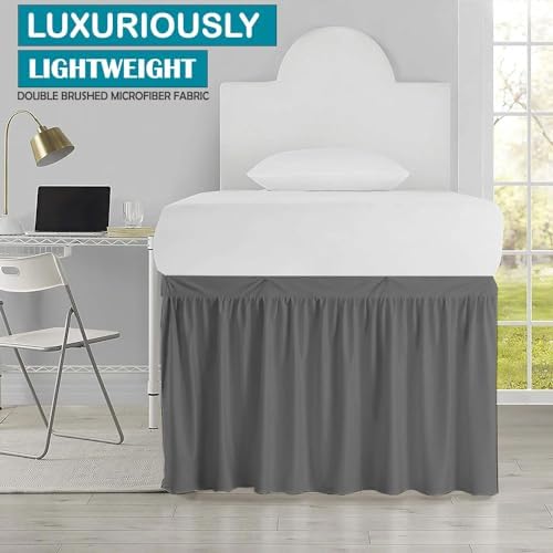 Dorm Bed Skirt, Twin XL, 46" Drop, Dark Grey - Image 2