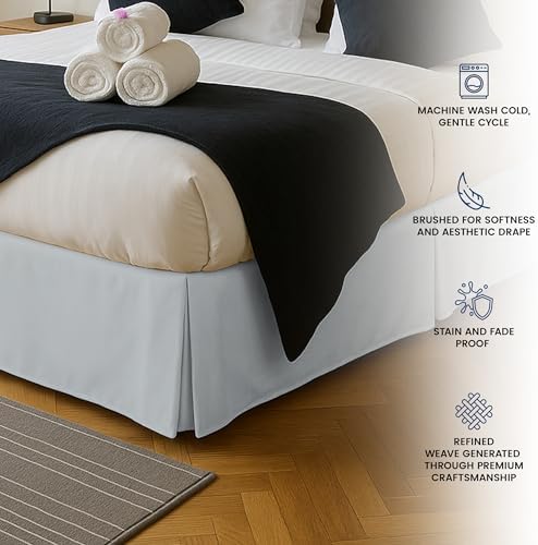 Queen Bed Skirt, Hides Under-Bed Storage 16 Inch Drop, Pleated, Light Grey - Image 5