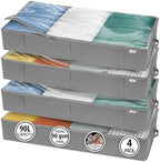 StorageExpert Under Bed Storage Containers, Closet Organizer, Grey, 4 Pack | Under Bed Storage, Foldable Fabric, Large Capacity, Dustproof, Clothes Storage, Blanket Storage, Toy Organizer, Space Saving by StorageExpert