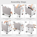 Foldable Utility Cart Folding Portable Rolling Crate with Magnetic Extended Lid,360°Rotate Wheels,176LBS Load Capacity,Heavy Duty Durable Dolly Cart for Teacher Tourist Shopping Office Outdoor(White) - Image 3