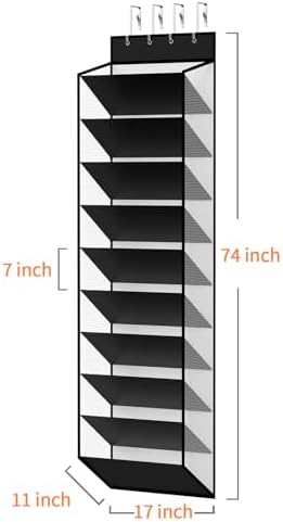 KEEPJOY 10-Tier Over Door Mesh Shoe Organizer with Large Deep Pockets, Hanging Door Shoe Storage Rack That Holds 20–30 Pairs of Sneakers, Boots and Other Footwear (Piano White) - Image 3