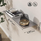 Danpoo 16 inch Gray Metal Floating Shelves for Wall Organizer & Storage, Display Shelves for Bathroom, Living Room, Kitchen, Bedroom(2-Pack) - Image 3