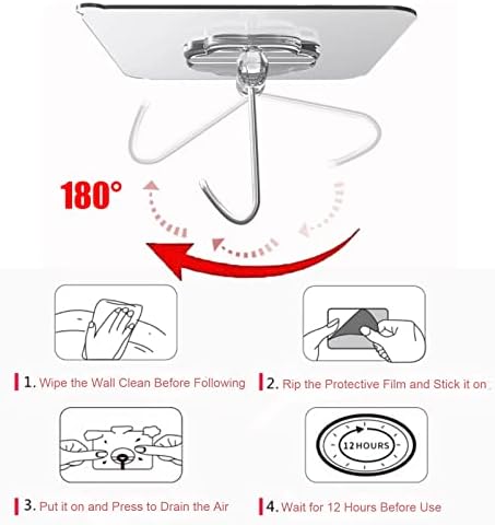 DDMY Adhesive Wall Hooks Heavy Duty 50LB Clear Hook 24 Pack for Hanging - Image 5