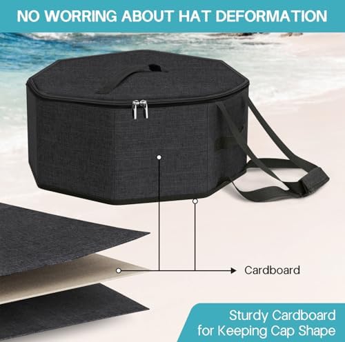 SLEEPING LAMB Hat Box for Travel and Storage, Collapsible Cowboy Cap Organizer for Closet with Handles, Hat Boxes for Men and Women Storage Large Cap Case Carrier with Cardbord, Black - Image 5