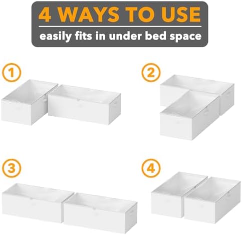 SpaceAid 2 Pack 10" High Under Bed Storage Containers, Large Underbed Storage Organizer Bins with Lids for Bedroom, Dorm, Clothes, Closet Organization, Bed Sheets and Blankets (White) - Image 6