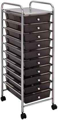 Seville Classics Rolling Utility Organizer Storage Cart, for Home Office, School, Classroom, Scrapbook, Hobby, Craft, 10 Drawer, Black by Unknown