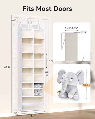 ULG Over the Door Organizer, 6-Tier Hanging Storage with Clear Windows, 19 Pockets for Closet,Bathroom & Nursery Door Organizer - Image 2