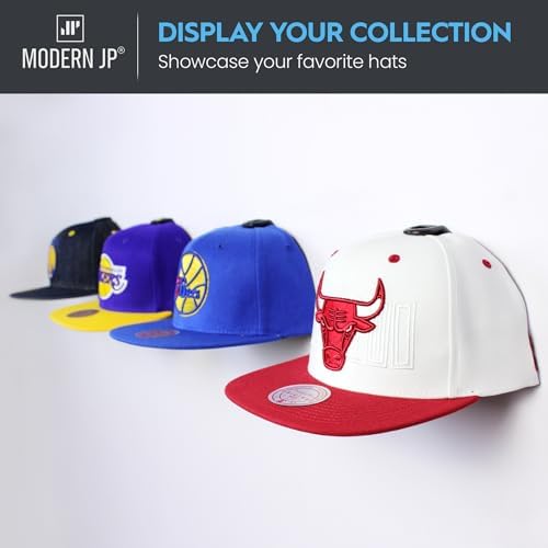 Modern JP Adhesive Hat Hooks for Wall (32-Pack) - Hat Rack for Baseball Caps, Minimalist Hat Display, Strong Hold Hat Hangers for Wall - USA Patented, Black - Image 6
