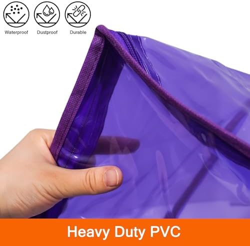 Vieshful Purple 40L Clear Clothes Storage Bag Colorful Clothes Organizer with Zipper Vinyl Storage Bag for Comforter, Blanket, Bedding, Duvet, Transparent Moving Totes 5 Pack - Image 3