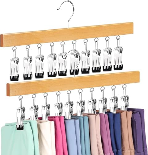 Legging Organizer for Closet, Pants Hangers with Clips | Holds 20 Leggings, Jeans, Hats, Shorts, Socks, 360° Rotating Space Saving Hanging Clothes Organizer and Storage 2Pcs by ORROENS