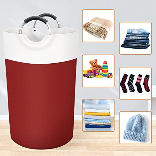BlissTotes 90L Laundry Basket, Freestanding Collapsible Hamper, Red - Image 4